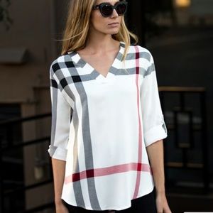 White Plaid Blouse